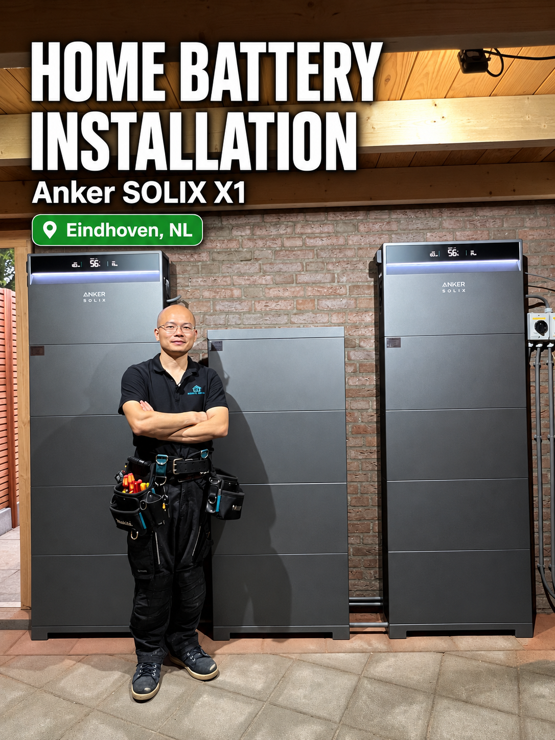 HandyWang installer with two Anker SOLIX X1 battery systems in Eindhoven